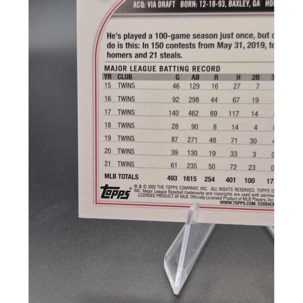2022 Topps Byron Buxton 576 Black Parallel /71 Minnesota Twins SP MLB Card - Picture 10 of 10